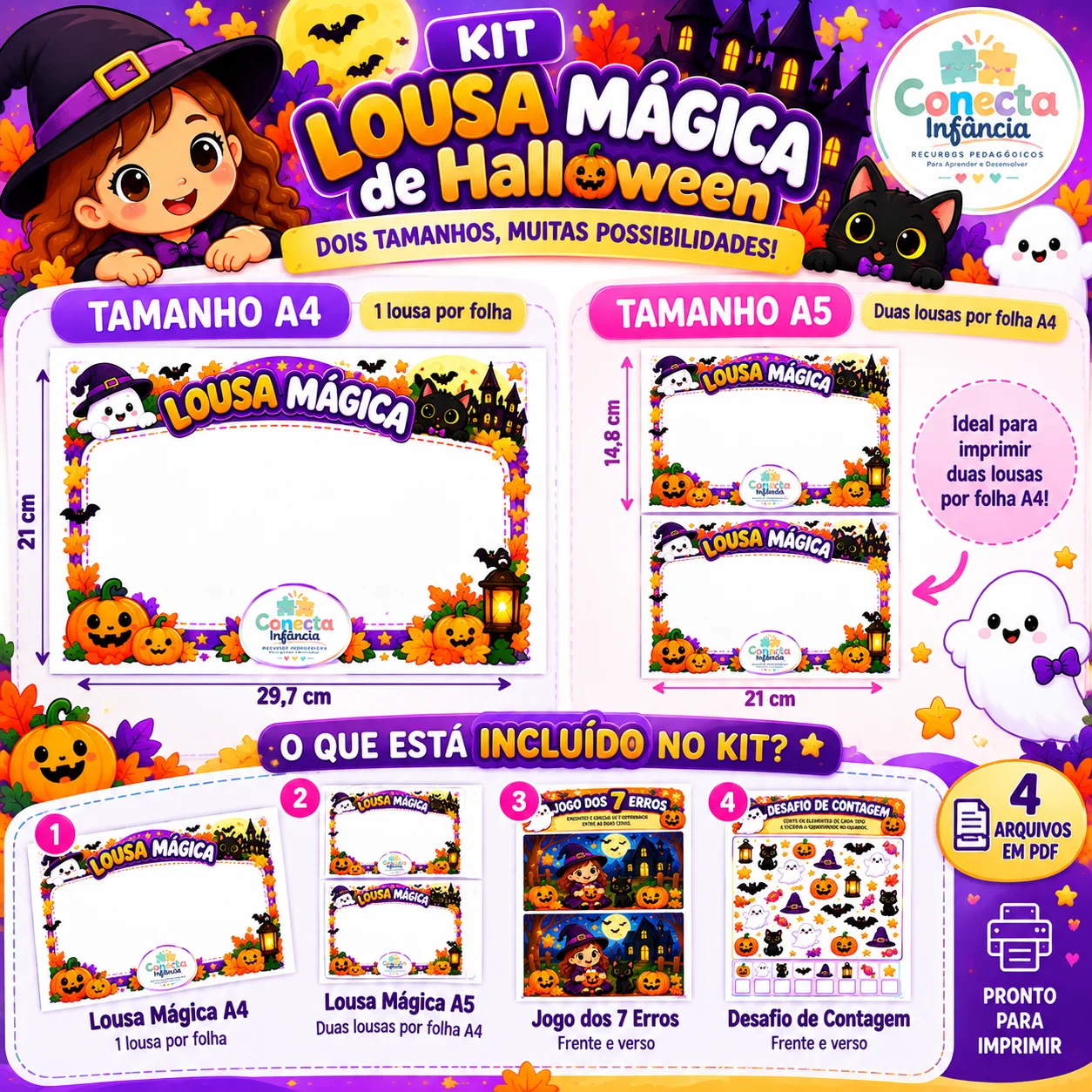 Kit Lousa Mágica de Halloween | TAMANHO A4 e A5 — amostra 1: 🎃 Kit Lousa Mágica de Halloween – A4 e A5