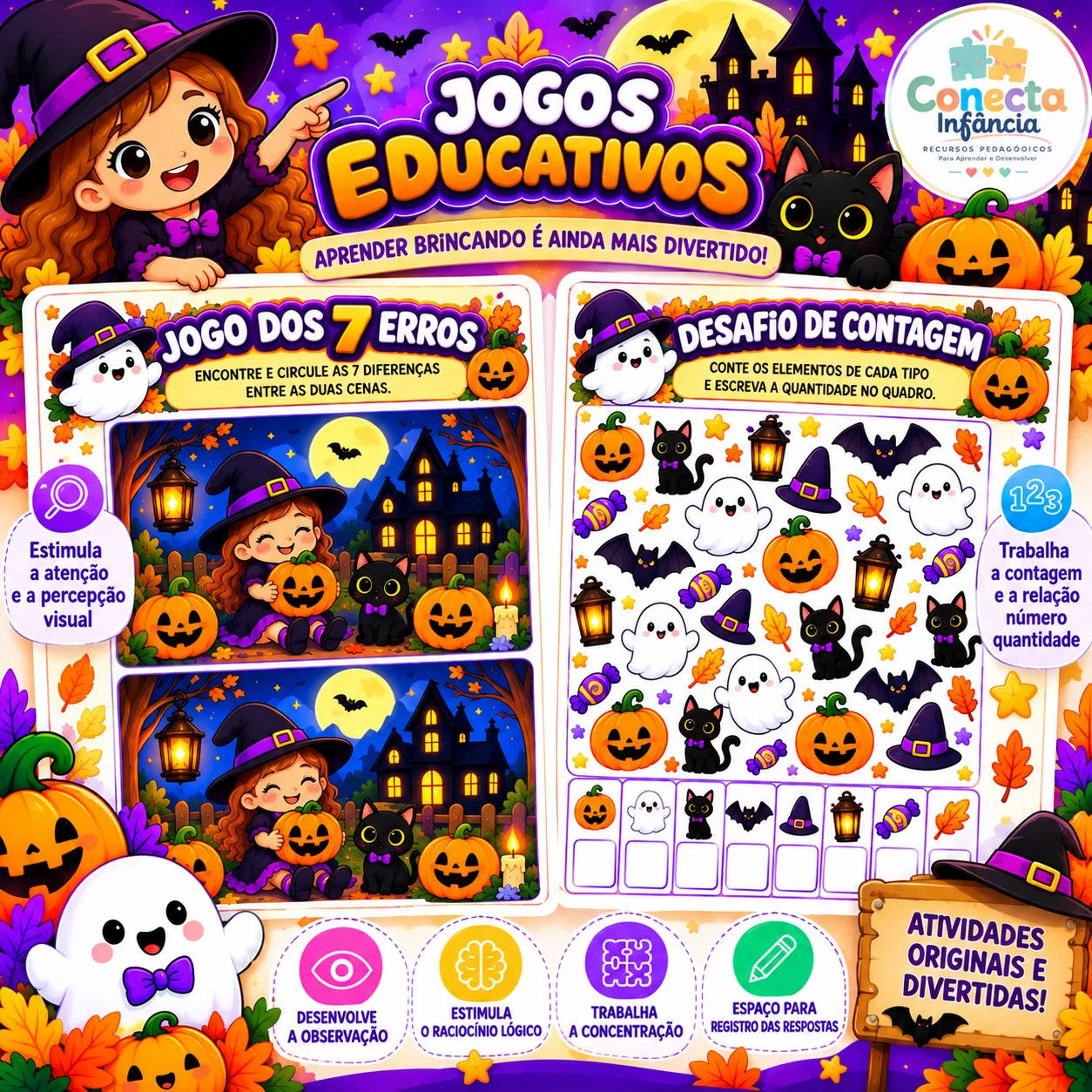 Kit Lousa Mágica de Halloween | TAMANHO A4 e A5 — amostra 2: ✨ O que está incluído?