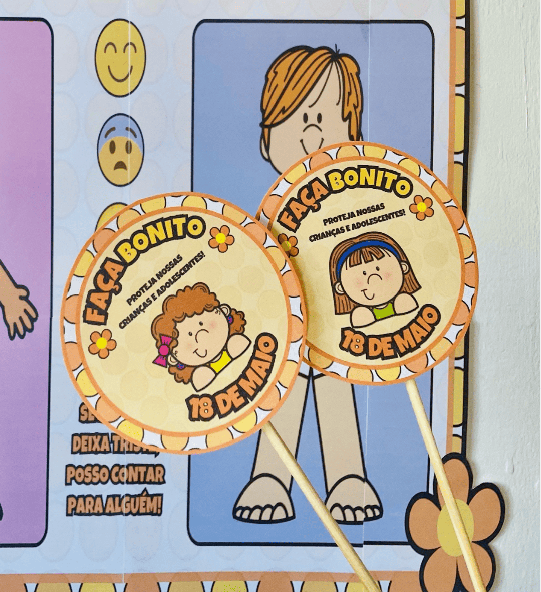 Kit Maio Laranja: Faça Bonito e Cuidado com o Corpo — amostra 6: Aborde proteção corporal e respeito aos limites com…