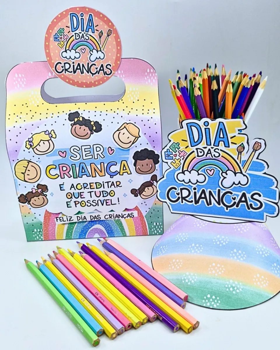 Kit Maleta + Viseira Dia das Crianças – Lembrancinha para Imprimir e Montar — amostra 1: Uma lembrancinha especial para…