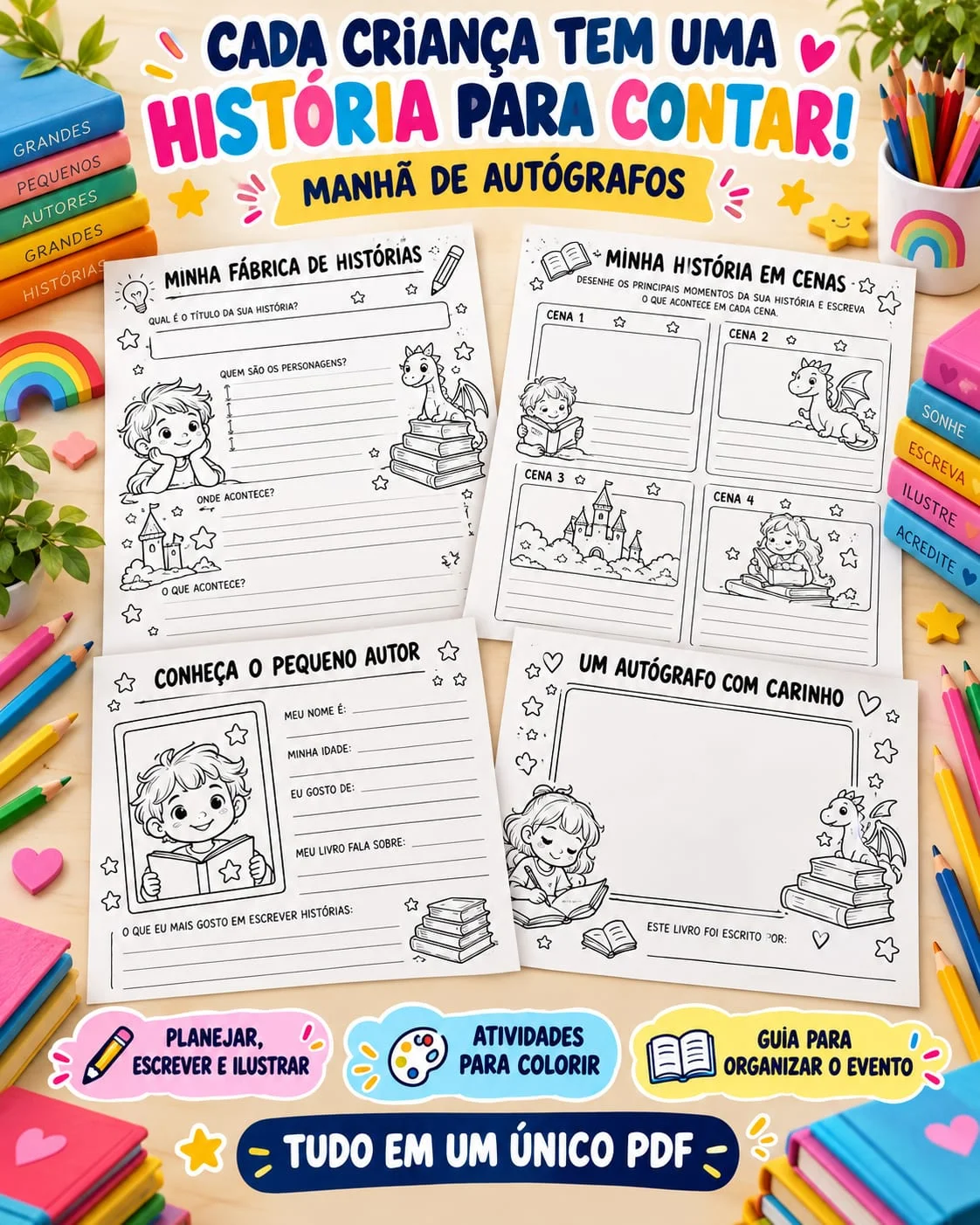 Kit Manhã de Autógrafos – Painel, Certificados Produção Textual — amostra 5: 🌈 POR QUE ESCOLHER ESSE MATERIAL?