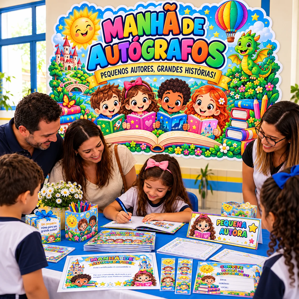 Kit Manhã de Autógrafos – Painel, Certificados Produção Textual — capa do material