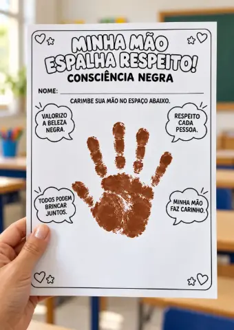 Kit Mãozinhas da Consciência Negra — amostra 4: Painéis ampliados e atividades artísticas para trabalhar identidade,…