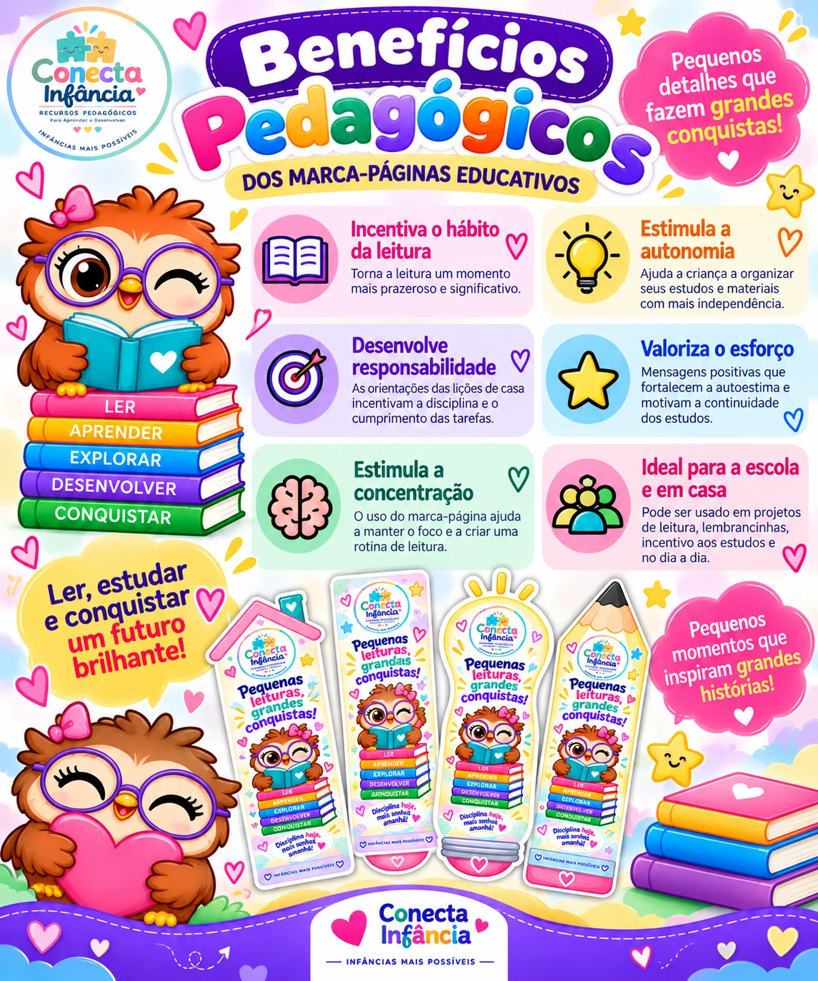 Kit Marca-Páginas Educativos | 4 Modelos para Imprimir — amostra 2: Conecta Infância – Infâncias Mais Possíveis.
