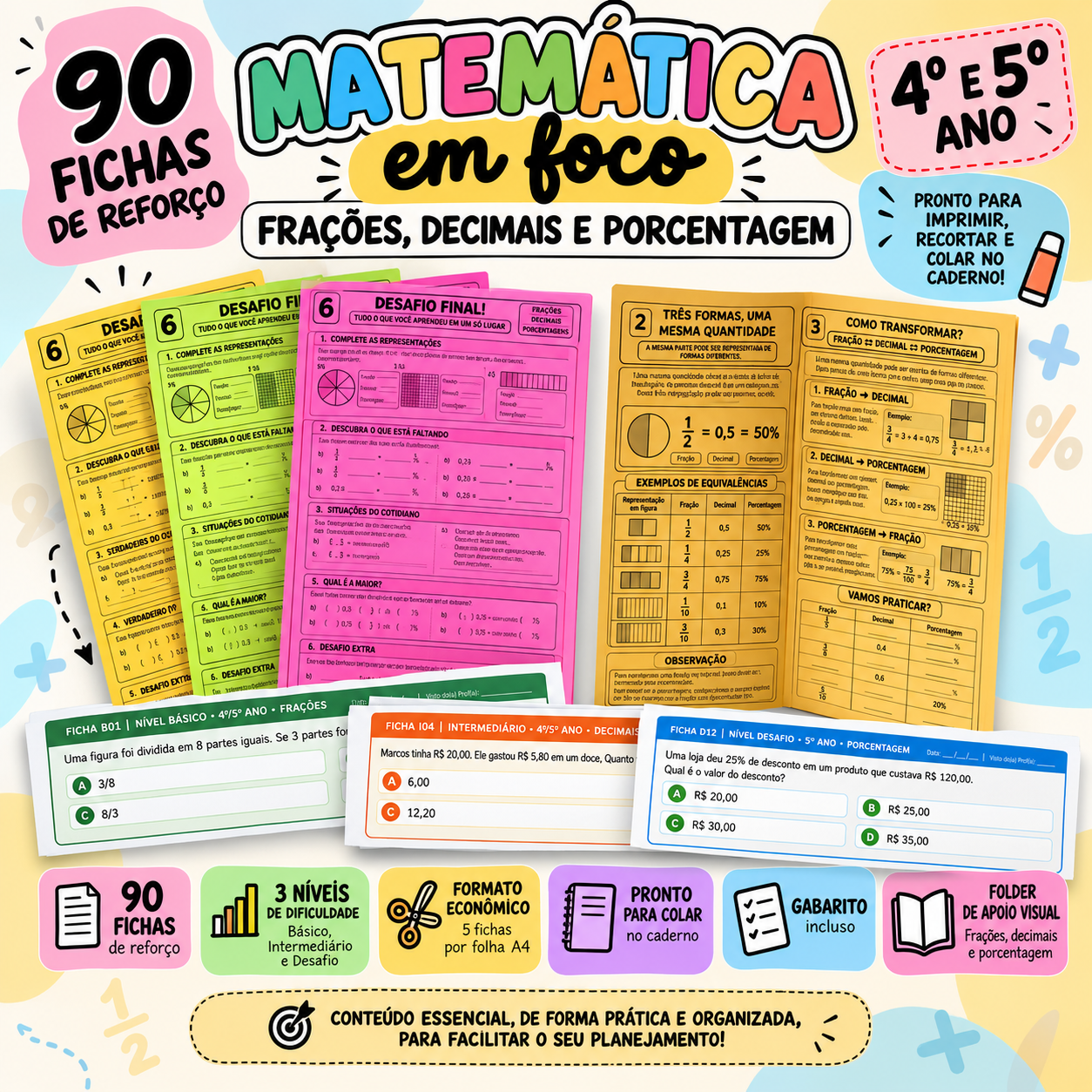 Kit Matemática em Foco — Frações, Decimais e Porcentagem|4º e 5º ano — Matemática para 5º ano: Kit Matemática em Foco –…
