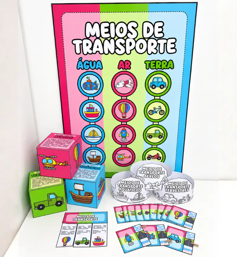Kit Meios de Transporte: atividades em PDF para imprimir — Apostilas para Educação Infantil: Explore transportes aéreos,…