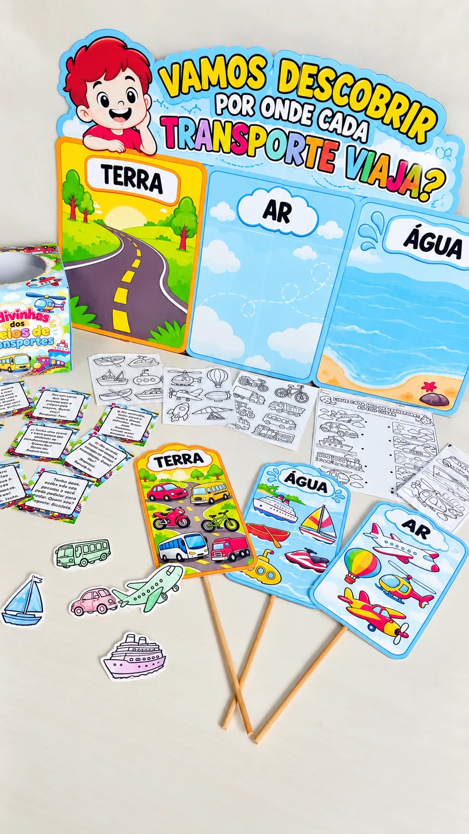 Kit Meios de Transporte – Por Onde Cada Transporte Viaja? — amostra 3: Um material lúdico e educativo para trabalhar de…