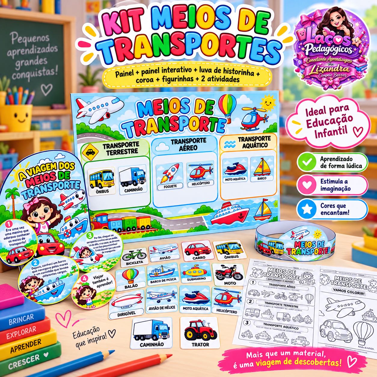 Kit Meios de Transportes para Educação Infantil e Anos Iniciais — capa do material