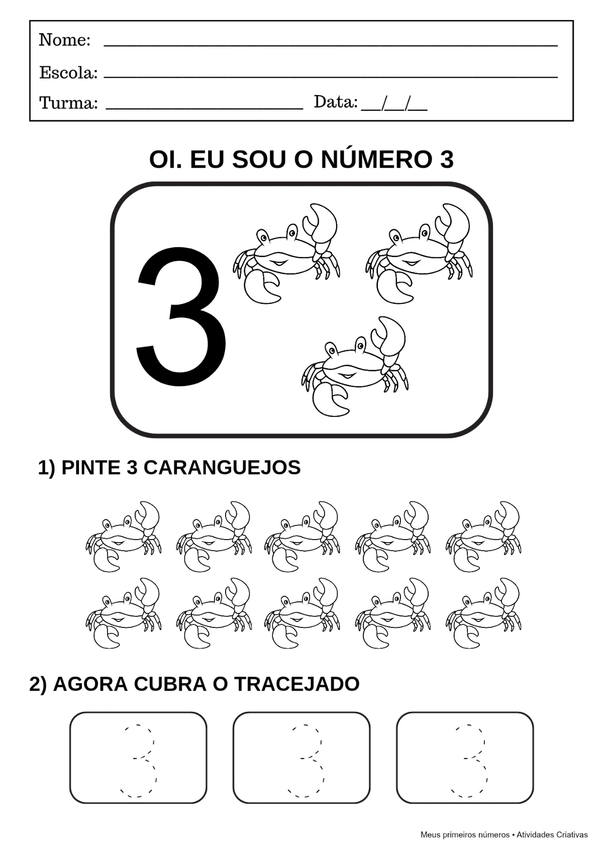 Meus Primeiros Números -1 ao 10 | Atividades PDF — amostra 2: Kit de atividades com os números de 1 a 10 para Educação…