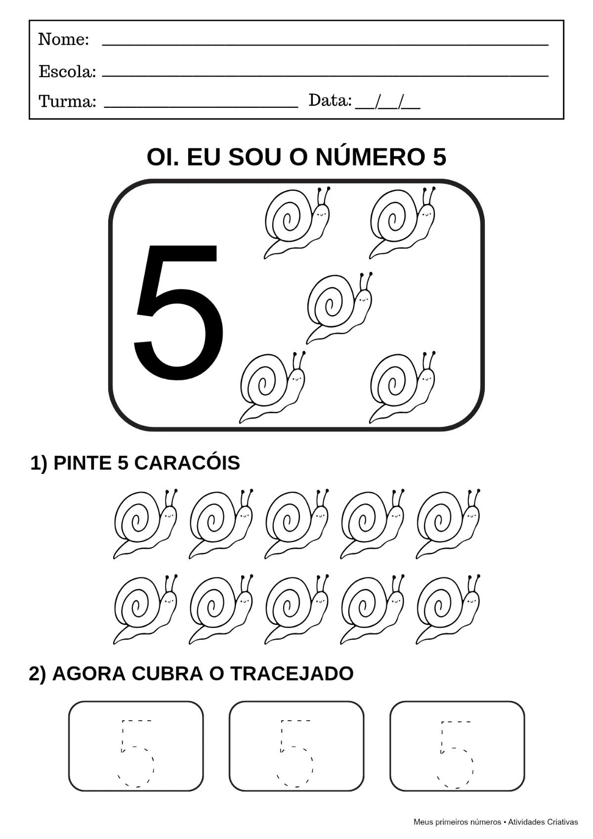 Meus Primeiros Números -1 ao 10 | Atividades PDF — amostra 3: Kit de atividades com os números de 1 a 10 para Educação…