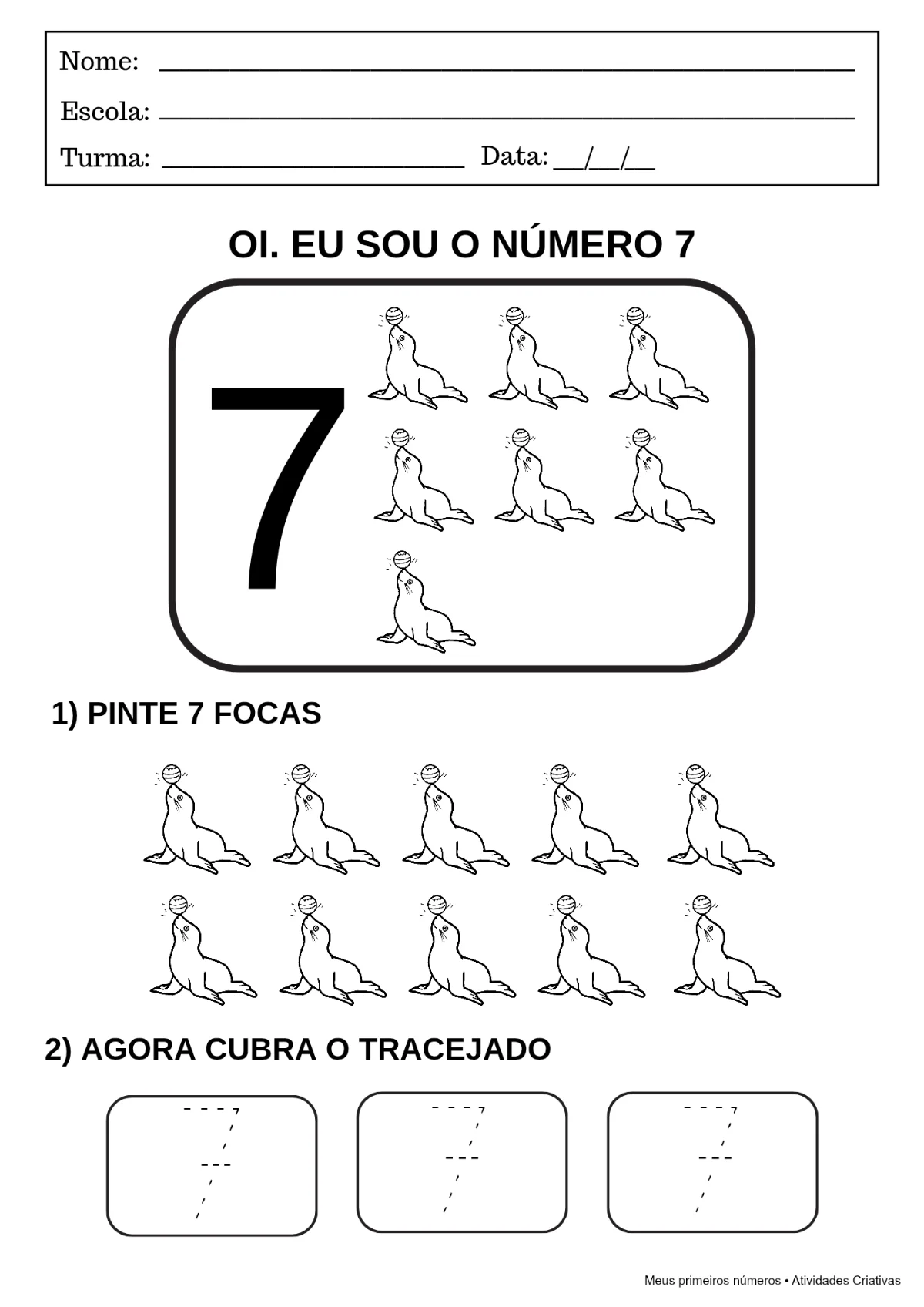 Meus Primeiros Números -1 ao 10 | Atividades PDF — amostra 4: Kit de atividades com os números de 1 a 10 para Educação…