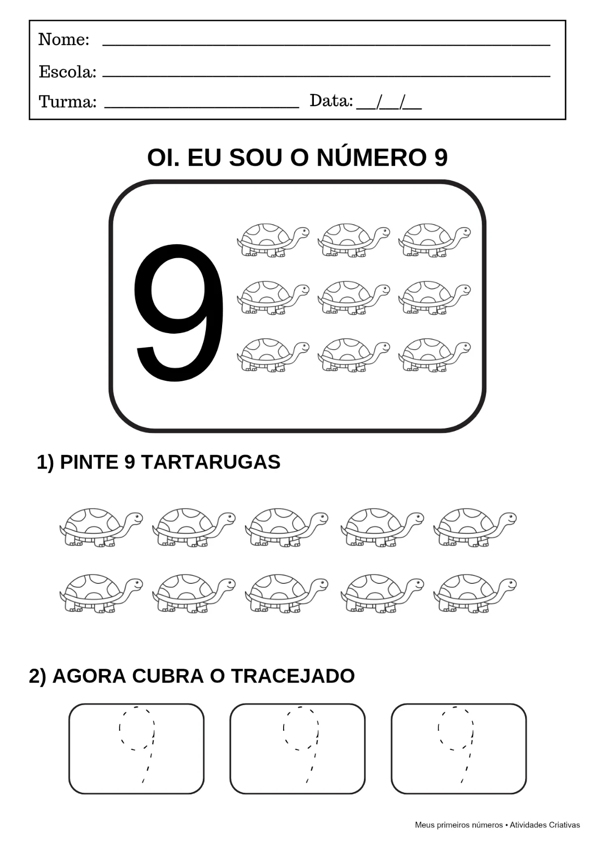 Meus Primeiros Números -1 ao 10 | Atividades PDF — amostra 5: Kit de atividades com os números de 1 a 10 para Educação…