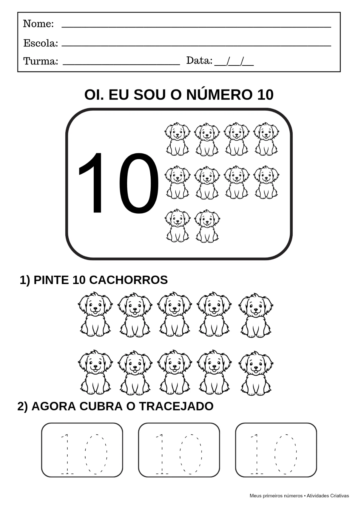 Meus Primeiros Números -1 ao 10 | Atividades PDF — amostra 6: Kit de atividades com os números de 1 a 10 para Educação…