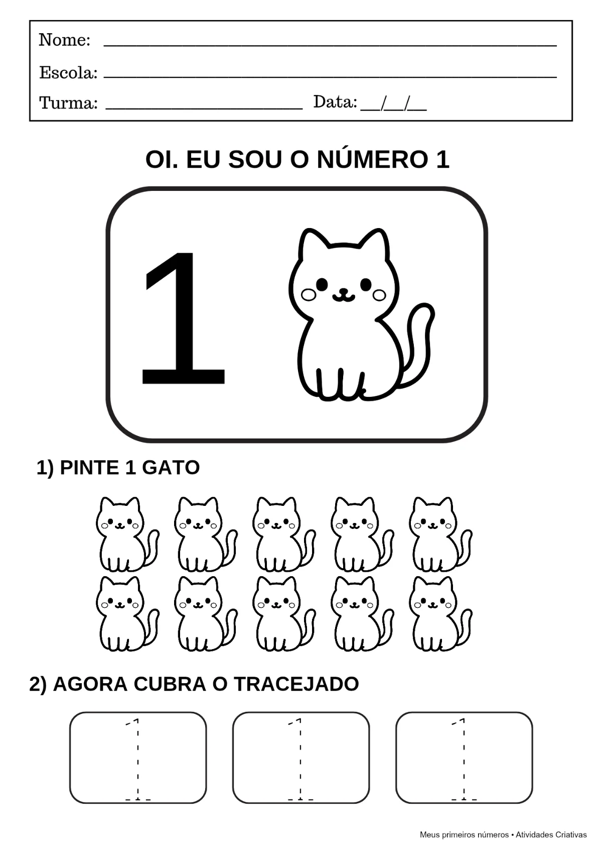 Meus Primeiros Números -1 ao 10 | Atividades PDF — capa do material