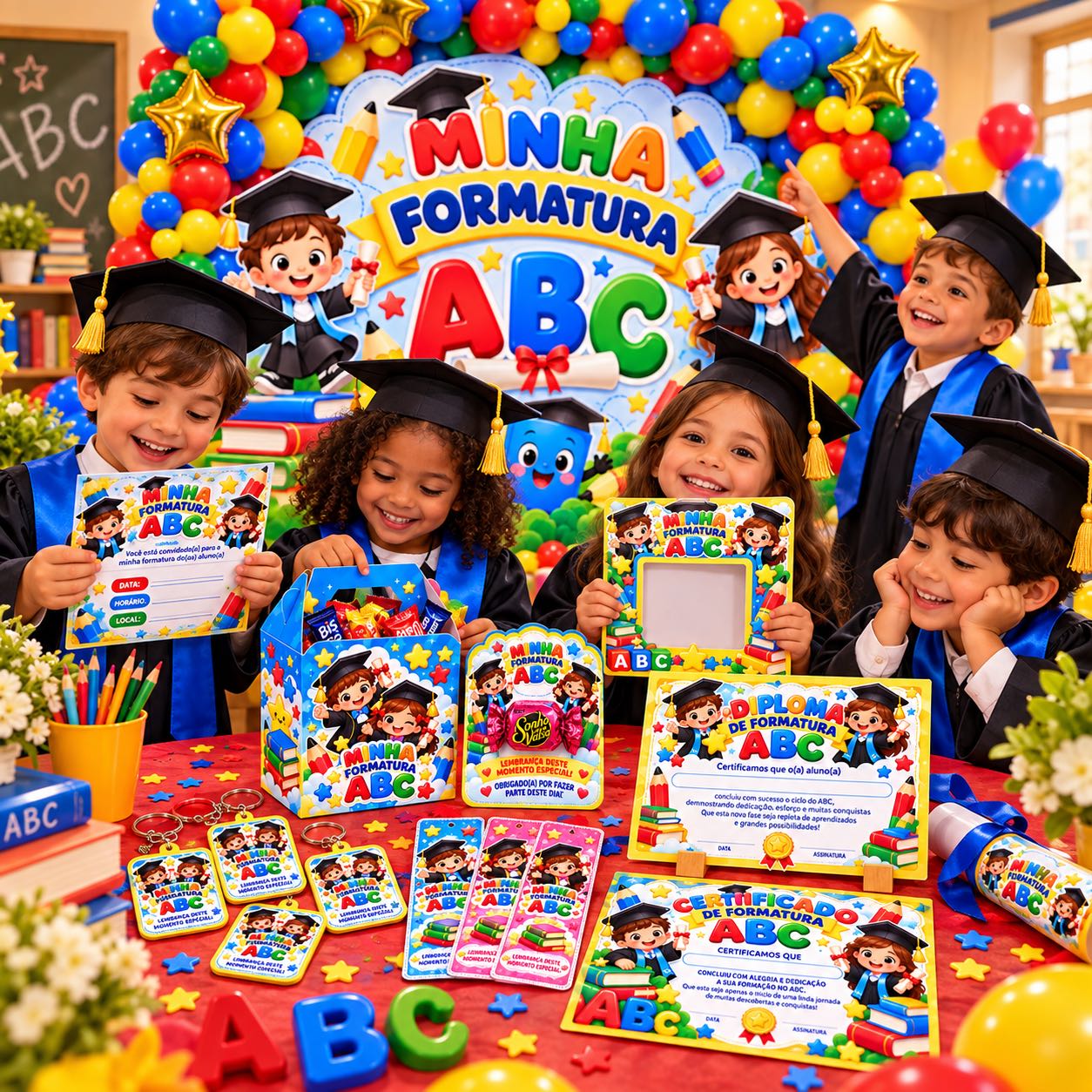 Kit Minha Formatura ABC: Painel, Certificado, Diploma e Lembrancinhas — amostra 1: Um kit completo e encantador para…