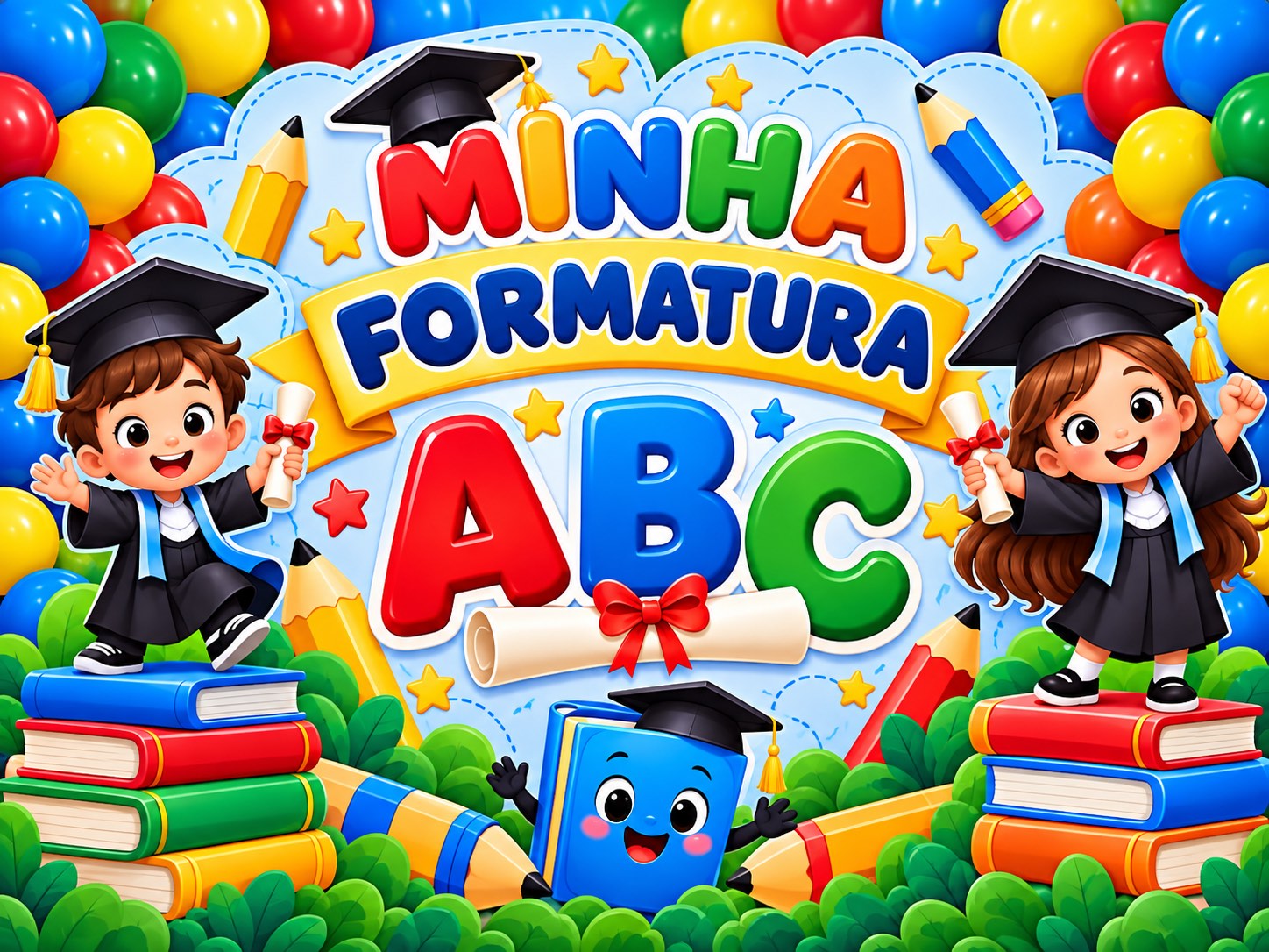Kit Minha Formatura ABC: Painel, Certificado, Diploma e Lembrancinhas — amostra 2: Um kit completo e encantador para…