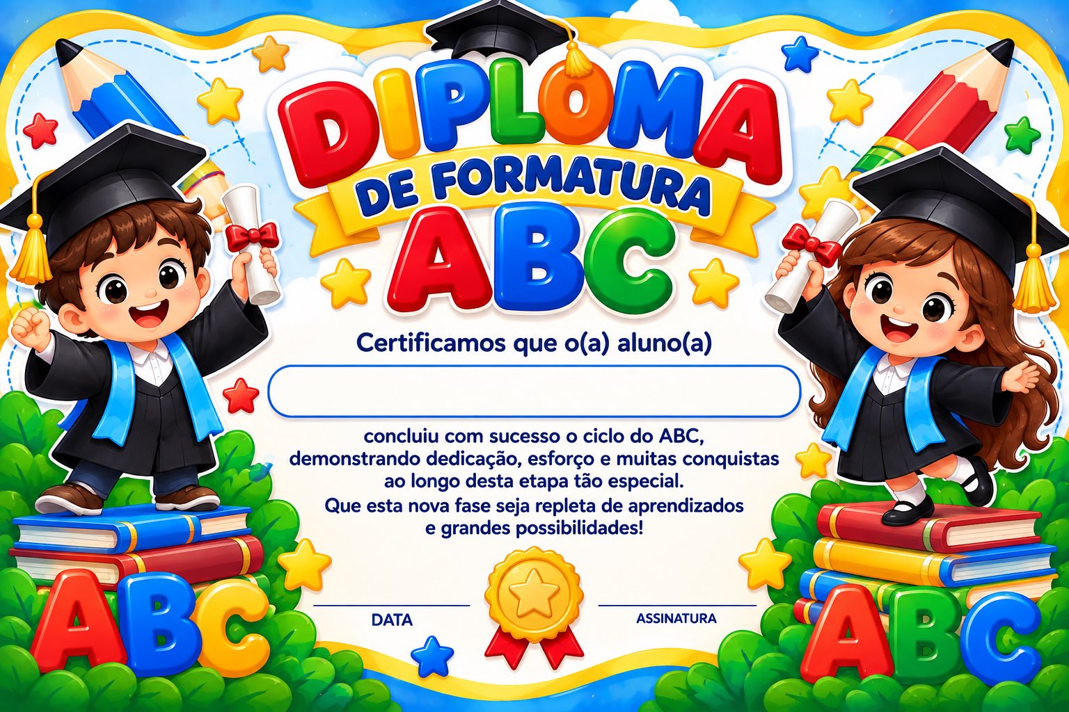 Kit Minha Formatura ABC: Painel, Certificado, Diploma e Lembrancinhas — amostra 4: Um kit completo e encantador para…