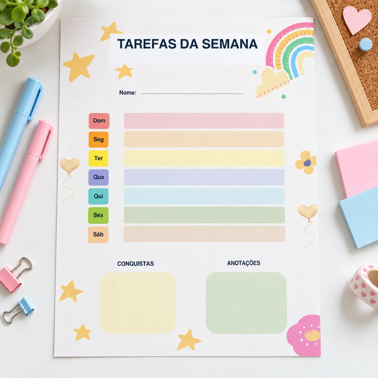 Kit Minha Rotina de Conquista: Hábitos e Autonomia Infantil — amostra 2: Organize tarefas e metas com quadros de rotina,…