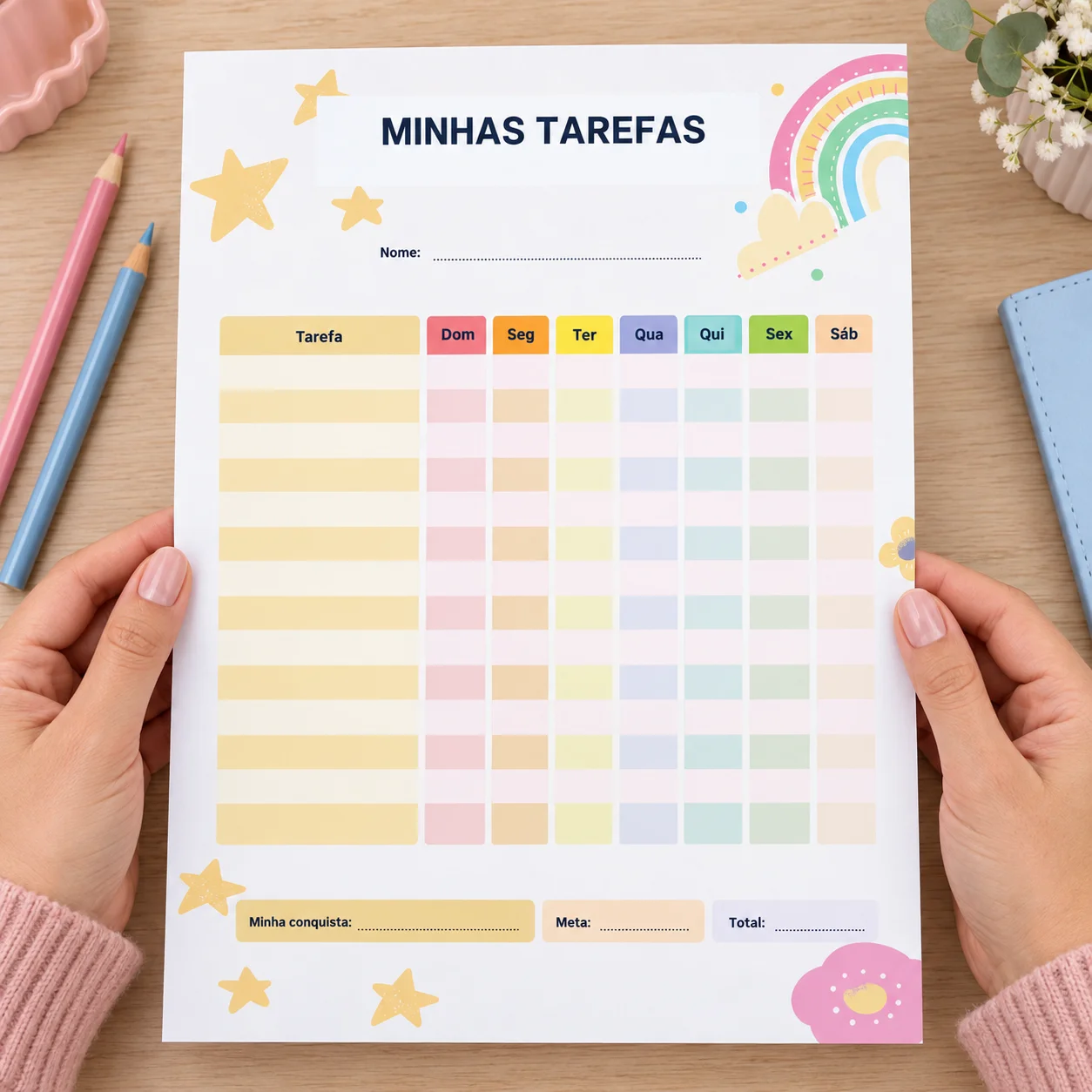 Kit Minha Rotina de Conquista: Hábitos e Autonomia Infantil — amostra 3: Organize tarefas e metas com quadros de rotina,…