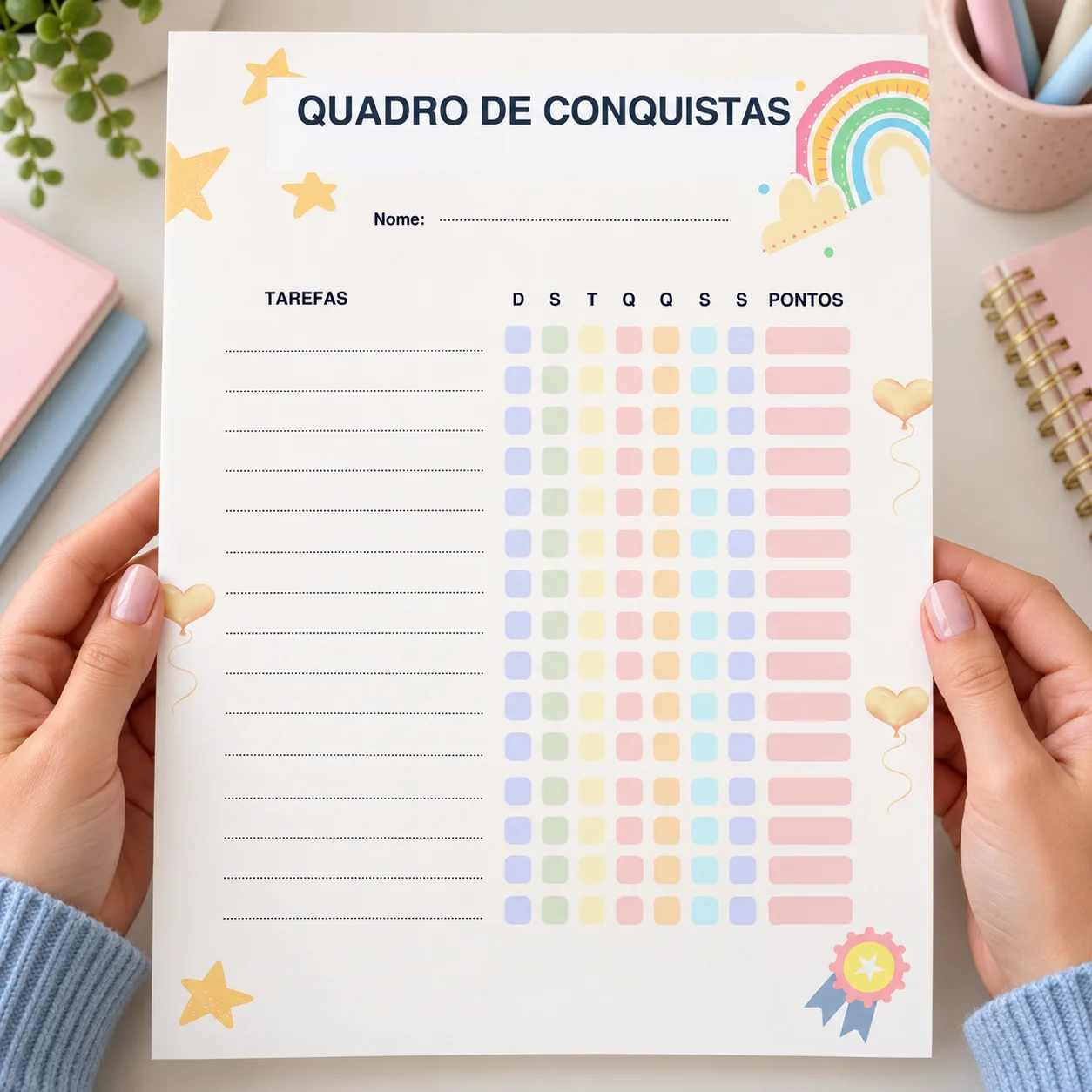 Kit Minha Rotina de Conquista: Hábitos e Autonomia Infantil — amostra 5: Organize tarefas e metas com quadros de rotina,…