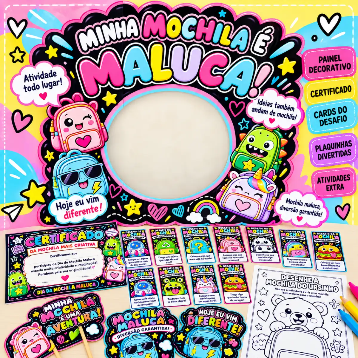 Kit Mochila Maluca – Atividades e Desafios para a Escola — Atividades para 3º ano: Kit completo para o Dia da Mochila…