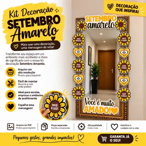 Kit moldura Decoração Setembro Amarelo – Arquivo para Imprimir — capa do material