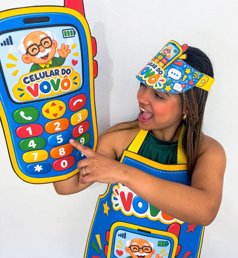 Kit Musical Celular do Vovô em PDF | Avental, Luva e Viseira — amostra 2: Formato: