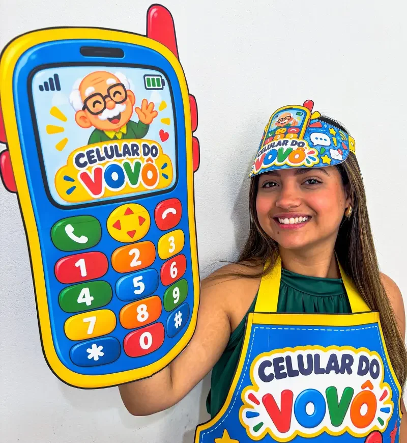Kit Musical Celular do Vovô em PDF | Avental, Luva e Viseira — amostra 3: Kit Musical Celular do Vovô em PDF com avental,…