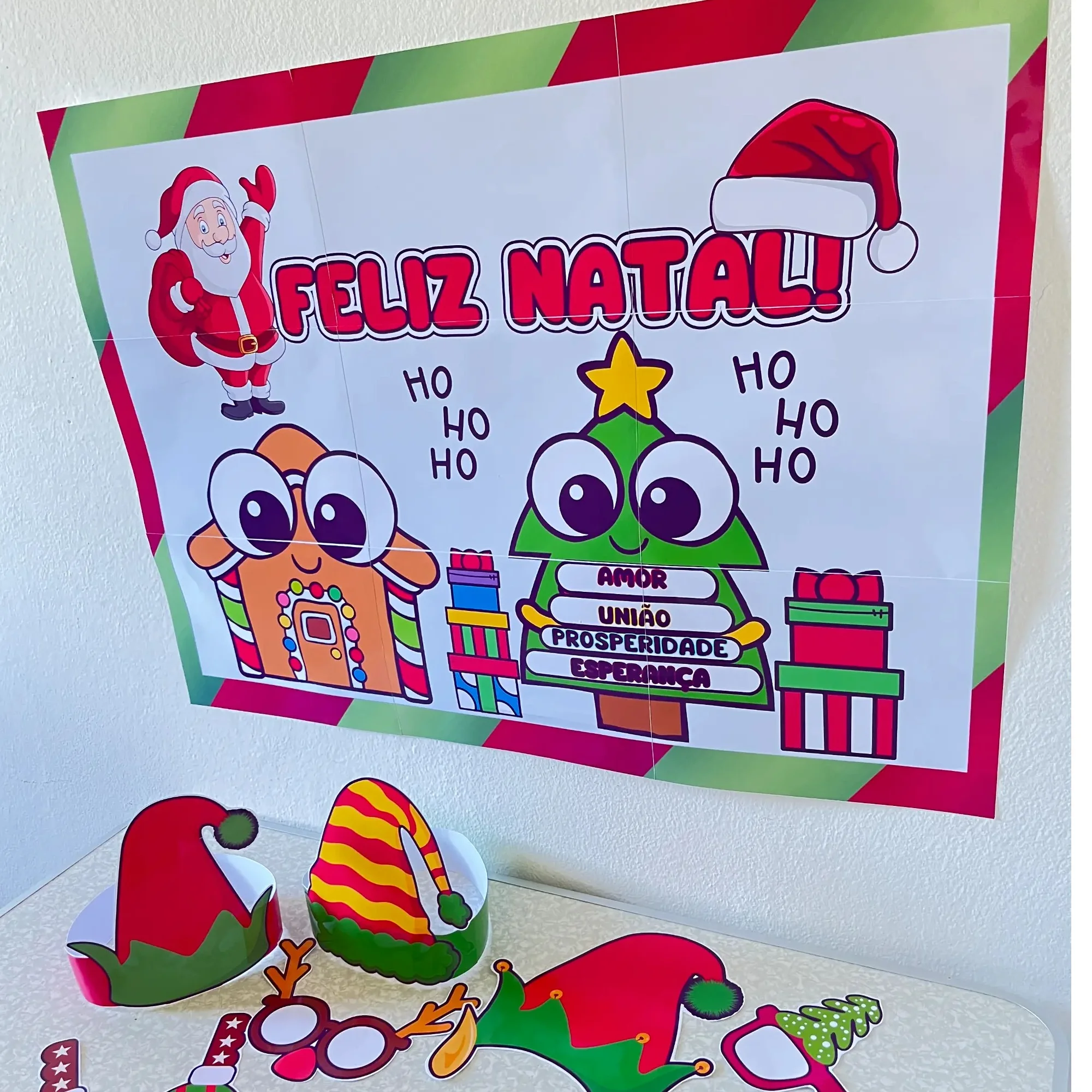 KIT NATALINO PARA ESCOLA – PAINEL DE NATAL, ÓCULOS E GORROS PARA FOTOS — amostra 1: 🎄 KIT NATALINO – UM NATAL CHEIO DE…