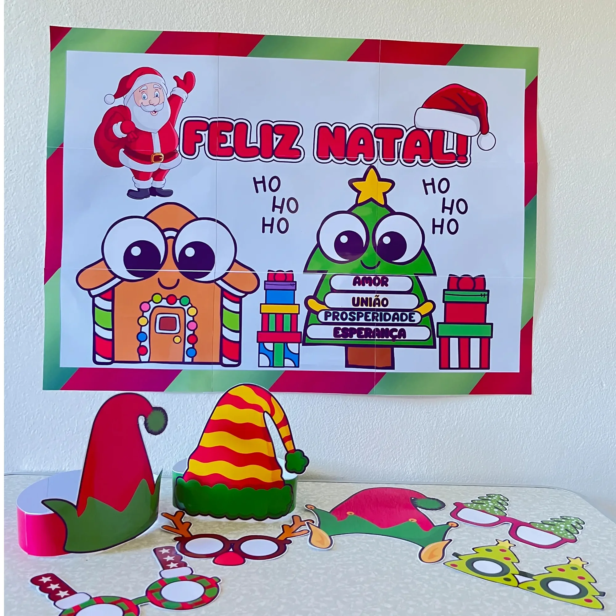 KIT NATALINO PARA ESCOLA – PAINEL DE NATAL, ÓCULOS E GORROS PARA FOTOS — Datas comemorativas para Educação Infantil: Kit…