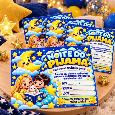 Kit Noite do Pijama para Imprimir - Totem, convite e lembrancinhas — amostra 2: Encante sua Noite do Pijama com um kit…