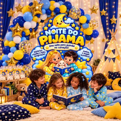 Kit Noite do Pijama para Imprimir - Totem, convite e lembrancinhas — amostra 4: Encante sua Noite do Pijama com um kit…