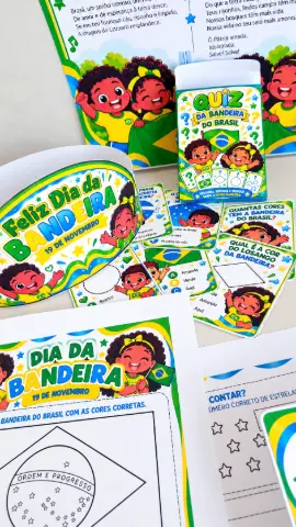 Kit Nossa Bandeira – Atividades e Lembrancinhas Em PDF — amostra 3: Kit Dia da Bandeira em PDF com hino, quiz, viseira,…
