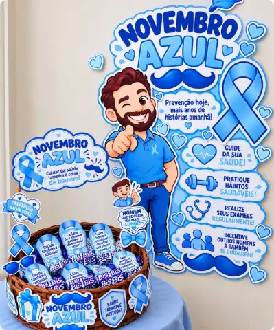 Kit Novembro Azul em PDF para Imprimir | Painel e Recadinhos — capa do material