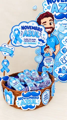 Kit Novembro Azul – para Conscientização da Saúde do Homem — amostra 1: O kit reúne mini painel, cestinha temática e…