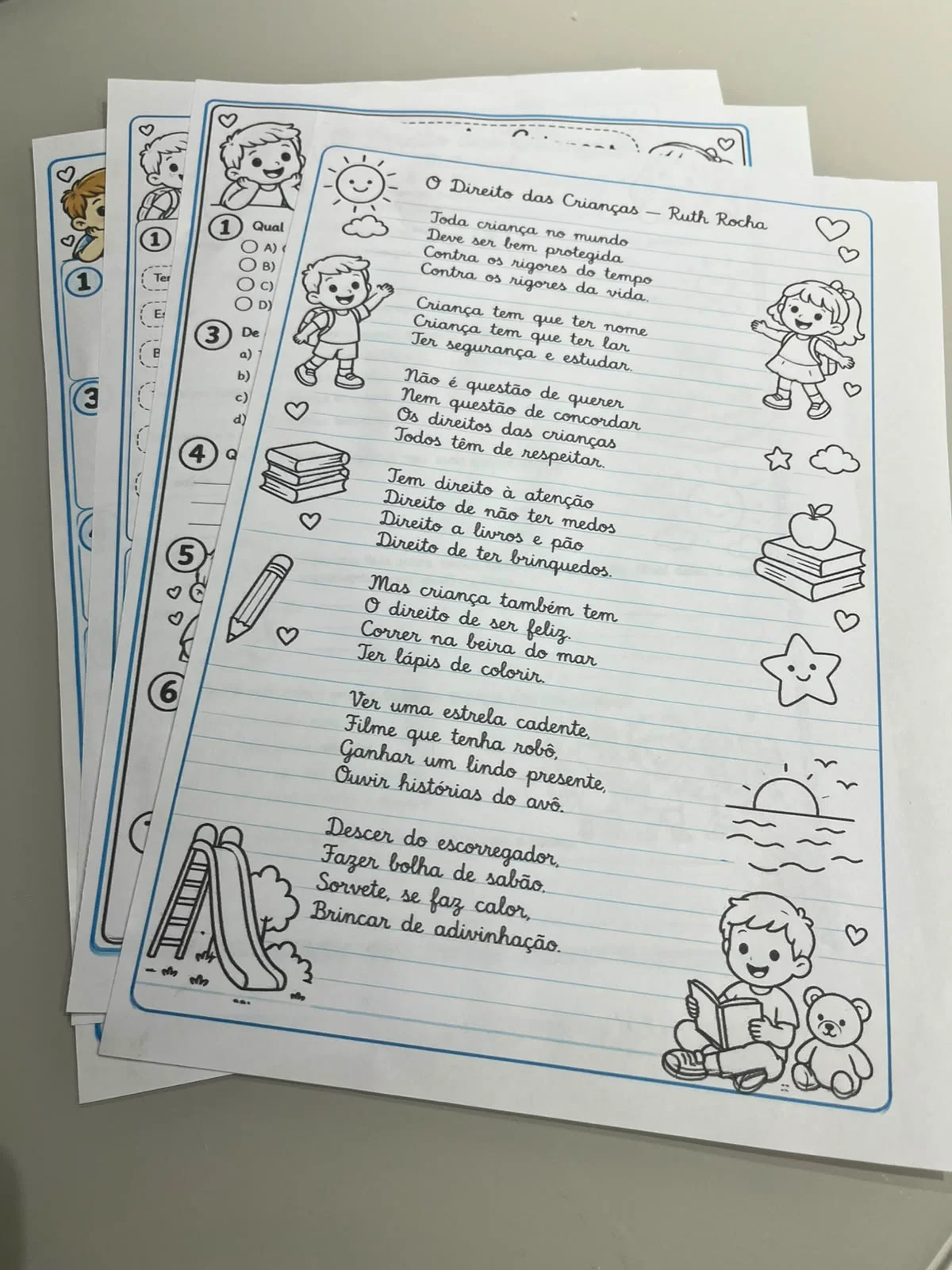 KIT O DIREITO DE SER CRIANÇA- INFANTIL E ANOS INICIAIS — amostra 2: Atividade baseada no poema “O Direito das Crianças”, de…