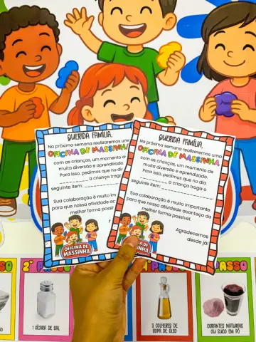 Kit Oficina de Massinha para Educação Infantil — amostra 6: Organize uma oficina de massinha com painel, receita, bilhete…