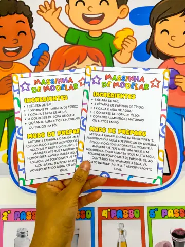 Kit Oficina de Massinha para Educação Infantil — amostra 7: Organize uma oficina de massinha com painel, receita, bilhete…