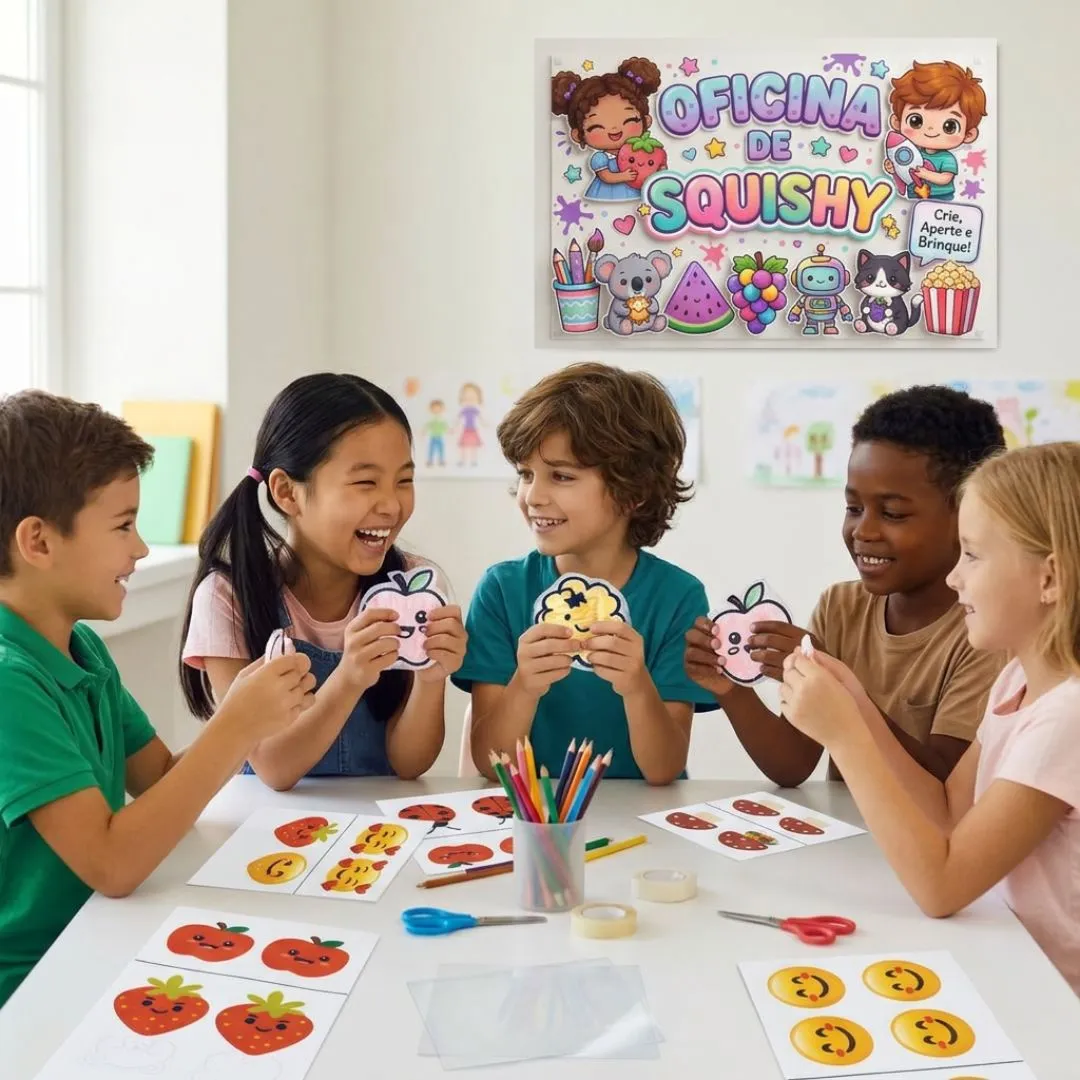 KIt Oficina de Paper Squishy / Squishy para o dia das crianças — amostra 1: Oficina de Squishy e Paper Squishy atividade…