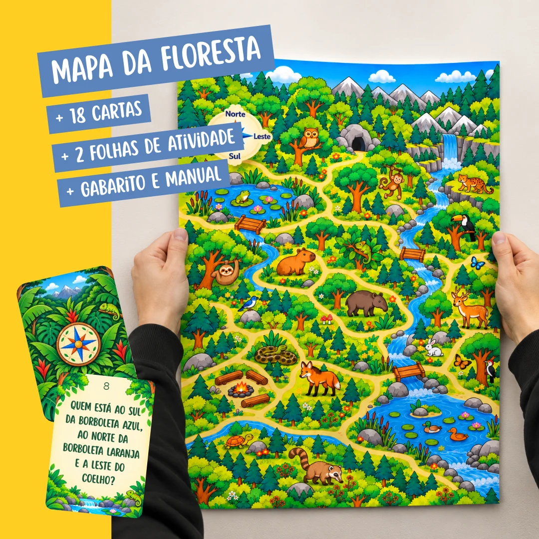 Kit Orientação Espacial | Jogos e atividades de Geografia e Matemática — amostra 2: Cartaz, cartinhas e atividades em folha…