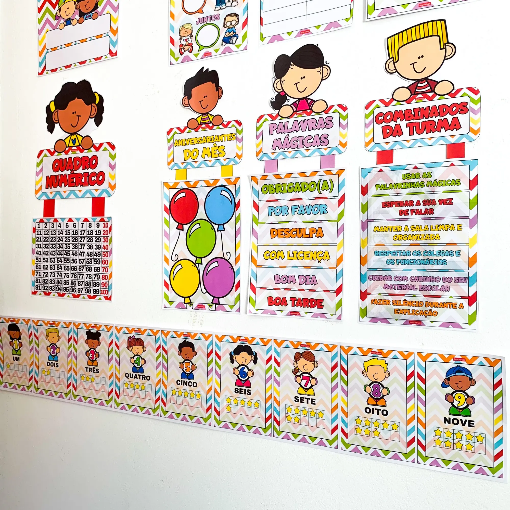 Kit Ornamentação de Sala para Educação Infantil em PDF — amostra 3: Kit de ornamentação de sala com alfabeto, numerais,…