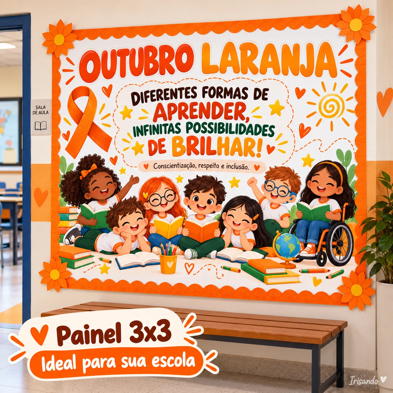Kit Outubro Laranja – Painel + Cartão Lembrancinha | Irisando — amostra 1: Transforme sua escola em um espaço de…