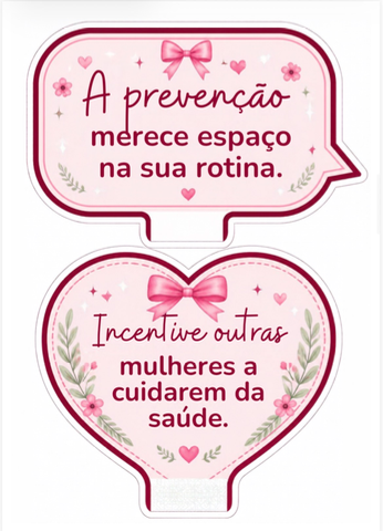 Kit Outubro Rosa – 28 Plaquinhas para Fotos e Decoração — amostra 4: 28 plaquinhas com mensagens de cuidado e conscientização