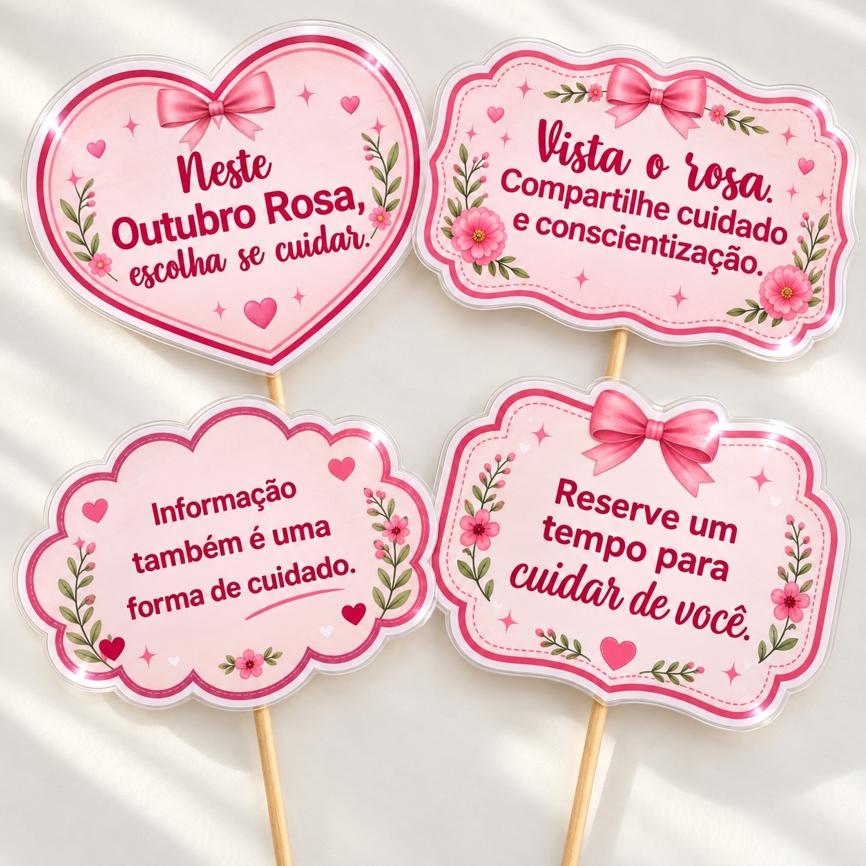 Kit Outubro Rosa – 28 Plaquinhas para Fotos e Decoração — capa do material