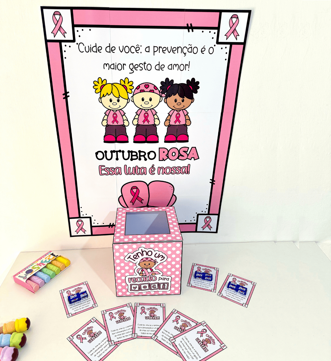 Kit Outubro Rosa em PDF com Cartaz, Flyer e Lembrancinhas — Datas comemorativas para Educação Infantil: Trabalhe o Outubro…