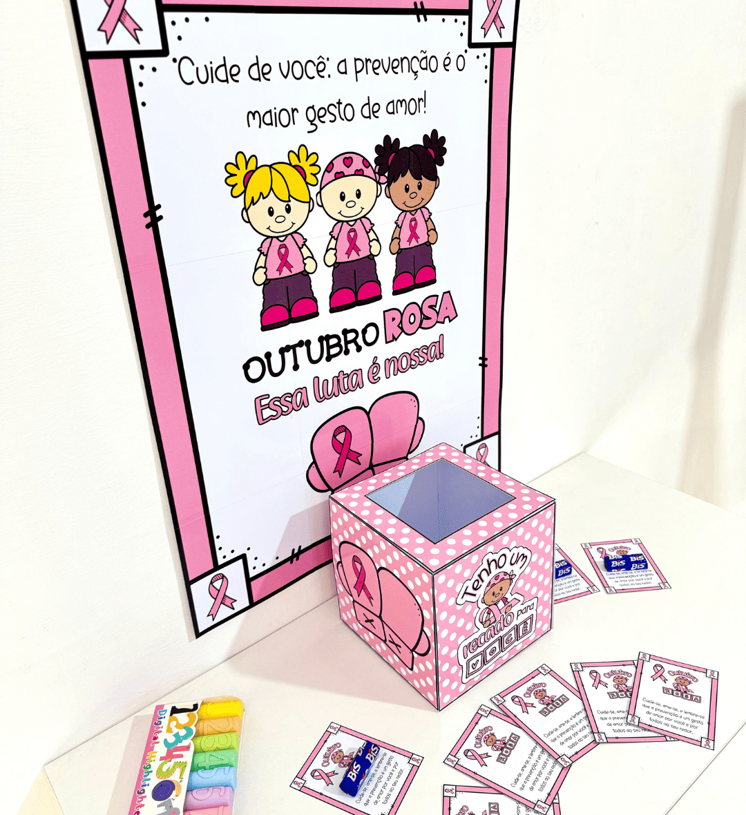 Kit Outubro Rosa em PDF para Educação Infantil e Anos Iniciais — amostra 2: O que vem no material