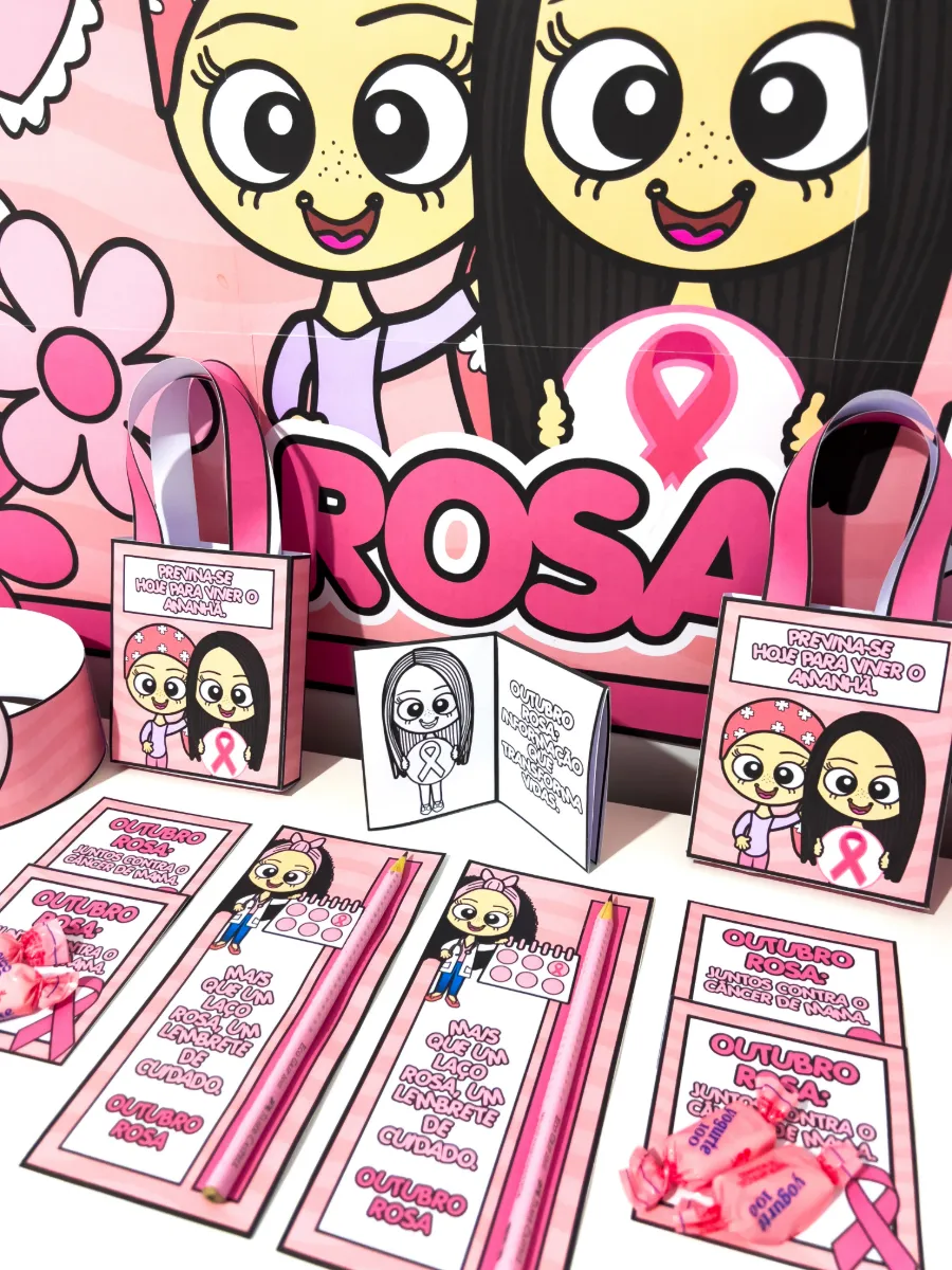Kit Outubro Rosa Infantil – Painel, Lembrancinhas e Atividades para Educação Infantil e Ensino Fundamental — amostra 1:…