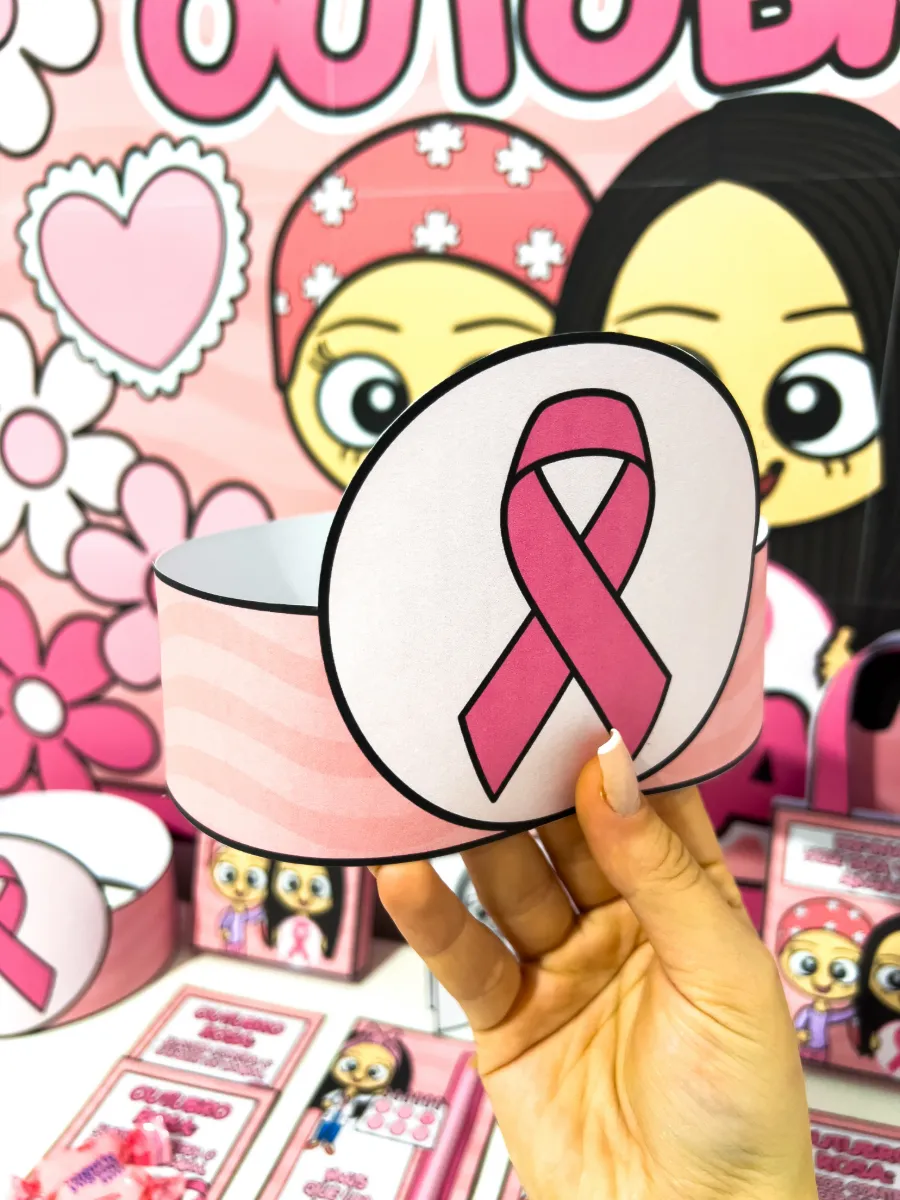 Kit Outubro Rosa Infantil – Painel, Lembrancinhas e Atividades para Educação Infantil e Ensino Fundamental — amostra 3: Um…