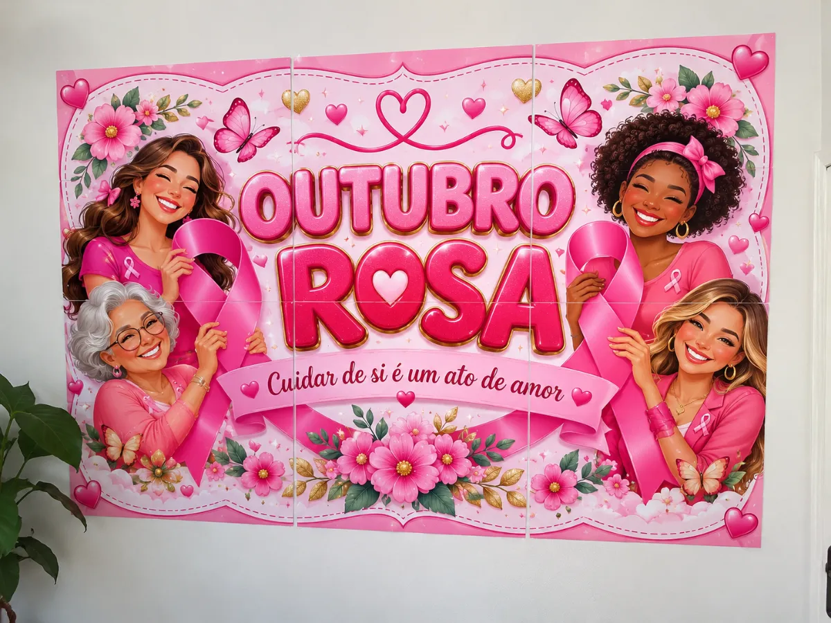 Kit Outubro Rosa – Painel + Cartões + Lembrancinhas — amostra 2: O Kit Outubro Rosa – Cuidar de Si é um Ato de Amor foi…