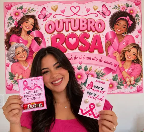 Kit Outubro Rosa – Painel + Cartões + Lembrancinhas — capa do material
